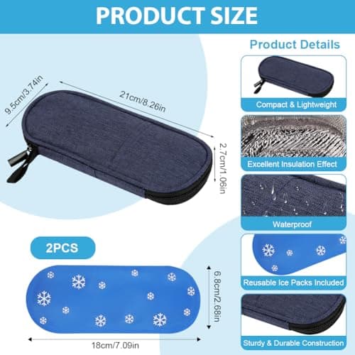 Fefod Insulin Cooler Travel Case, Medicine Cool Bag Travel with 2 Ice Packs, Diabetic Supplies Insulin Pen Case, Portable Insulin Travail Case, Medication Cooler Bag for Fridge, Royal Blue — view 2