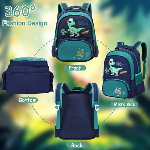 Auirshiky Mini Dinosaur Kids Backpack, Toddler Backpack Kindergarten Canvas Daypack for Boy Girl Cartoon Coin Purse Backpack Holiday Travel Bookbag Outdoor Daypack for 3-6 Year Old — view 5