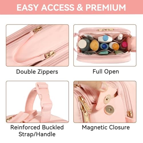 Voova Hanging Travel Toiletry Bag for Men and Women, Pink — view 5