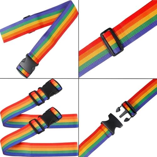 Heavy Duty Luggage Straps for Suitcases Packing Belts Travel Accessories Adjustable Bag Strap (Rainbow, 2pcs) — view 3