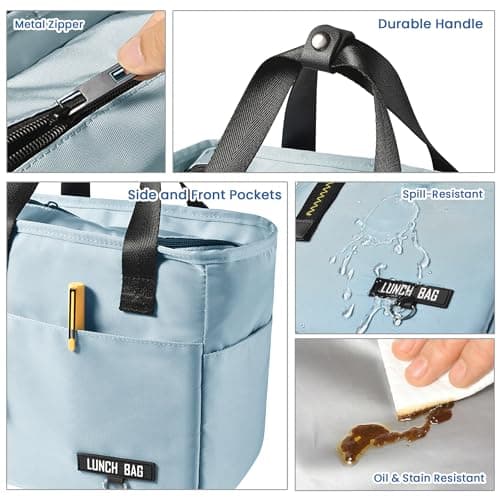 INNKGLE Insulated Lunch Bag, Sky Blue, Large — view 4