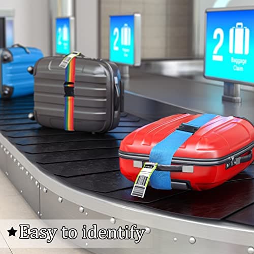 Luggage Suitcase Straps Set, Travel Accessories Thickened Luggage Belt with Quick Release Buckle, Adjustable Black Travel Luggage Straps for Suitcase Baggage (Pink+Blue, 4 PCS Set) — view 5