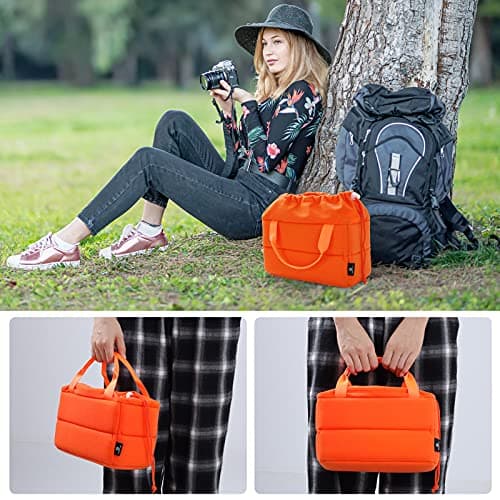 Koolertron Velvet Anti-Shock Bag for DSLR SLR Camera for Sony DSLR Canon Nikon with Lens (Dark Orange) — view 2