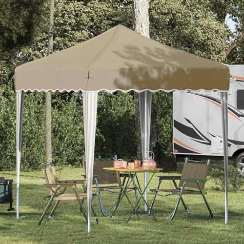 NiuBIKeLasI Pop Up Party Tent 195 x 195 x 245 cm Cream Oxford Fabric with UV Protection Weatherproof Steel Frame Foldable for Garden Party Wedding Festival