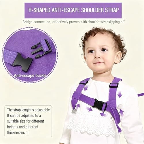 EYWILYWI Baby Walking Harness Toddler Reins, Anti-Fall & Anti-Lost Children's Reins with Detachable Safety Rein & Sparkle Butterfly Wings, Baby Reins for 1-3 Years (Purple) (Purple) — view 6