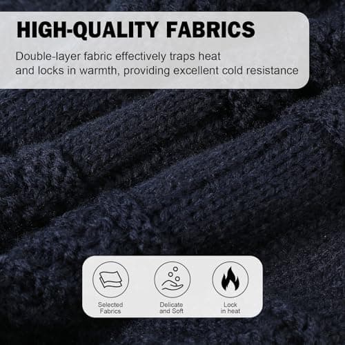 AYPOW Winter Knit Balaclava Beanie Hat with Flexible Neck Warmer, Unisex Windproof Warm Ski Face Mask for Outdoor Sports - Navy Blue — view 2