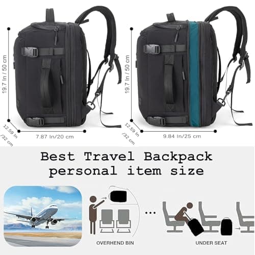 Tzowla Travel Laptop Backpack with USB Port and Wet Pockets, Expandable Waterproof Rackpack for Men and Women, Carry On Flight Approved Travel Bag Fit 17.3 Inch Computer/Notebook — view 5