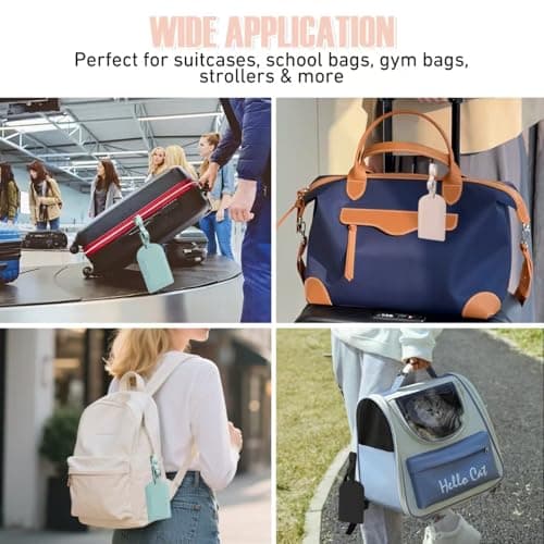 4Pcs Luggage Tags, Leather Suitcase Tags with Adjustable Strap and Privacy Cover, Prevent Loss of Bags and Suitcases Travel/Business/Home Use — view 4