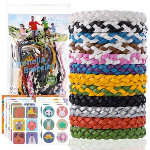 Hbaid Repellent Bracelet 12 Pack Adjustable Leather Band & 60 Insect Repellent Stickers Combo, DEET-Free Insect Repellent Bracelets for Adults & Kids 10+2pcs
