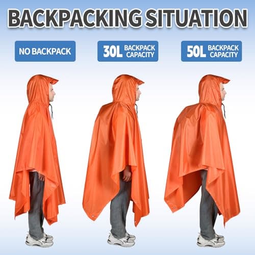 ZONGHUN Rain Poncho Adult Waterproof Raincoat Reusable Emergency Poncho for Men Women with Hood for Hiking, Camping, Outdoor Activities — view 4