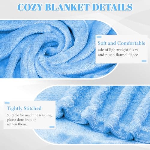 10 Pack Nursery Cot Blankets, 100 x 150 cm Blue Soft Flannel Nap Blankets — view 3