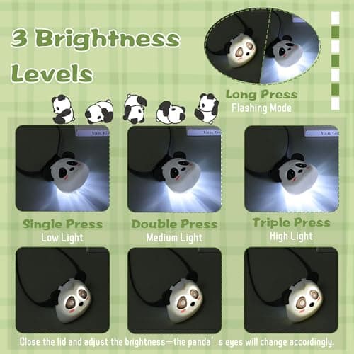 CoolGift Mart Kids Headlamp Rechargeable Panda Headlamp, 3 Level Brightness with Flash Modes, Gifts for Kids Boys Girls, Flashlight Head Light for Camping Hiking Night Walking — view 3