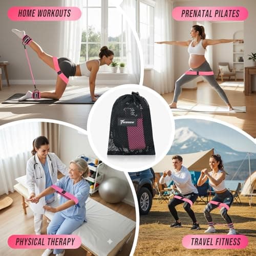 WOQQW Resistance Bands Set for Women - Exercise Bands With Ankle Straps for Legs & Glute Workout, Fabric Booty Bands, Home Gym Fitness Equipment for Hip, Pilates, Yoga, Physical Therapy, Stretch — view 6
