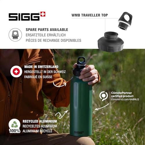 Sigg - Aluminum Sports Water Bottle - WMB Traveller Black - Swiss Made - Suitable for Carbonated Drinks - Leakproof - Lightweight - BPA-Free - Black - 1.5L — view 4