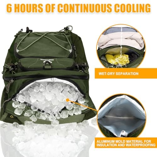 ONETOALL Hydration Backpack with 2L Water Bladder, 22L Waterproof Hiking Backpack with Rain Cover, Insulated Compartment for Running, Cycling, Walking, Camping & Skiing, Military Green — view 2