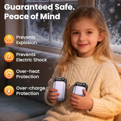 Hand Warmers, 2 Pack Magnetic Electric Handwarmer, 6000mAh USB Hand Warmers Rechargeable, 4 Heat Settings, LED Digital Display, Suitable for Outdoor Indoor - Hunt, Camp, Golf or Gift Giving, Blue — view 6