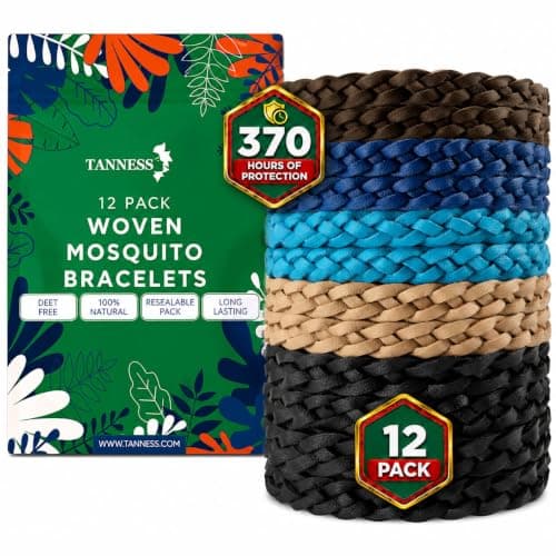 Tanness 12 Pack Mosquito Repellent Bracelet - 370 Hours Protection Insect Bands