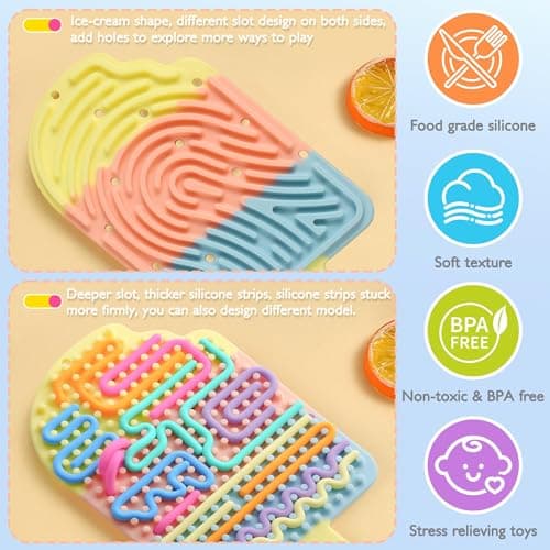 Afufu Fidget Toys for Autism Kids 3+ & Adults, Double-Sided Sensory Activity Board with 12*Silicone Strings, Special Needs Developmental Toys, Travel Games Toddler Plane Activities Stress Relief — view 3
