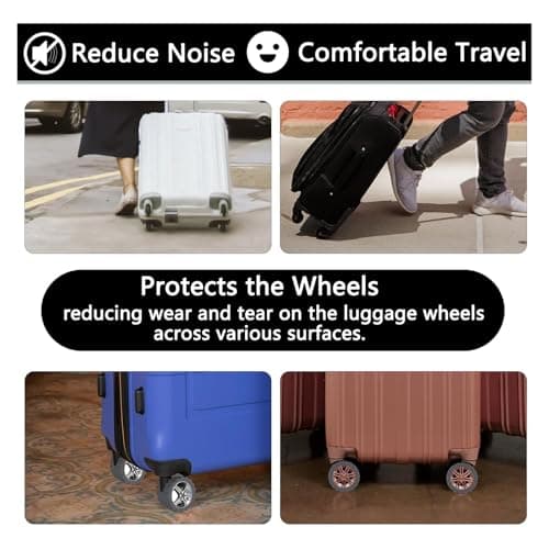 AmiCera Suitcase Wheel Protectors, 8 Pcs Off Road Luggage Wheel Covers, Luggage Accessories, Silicon Meterial Noise Reduction Anti Scratch, Suitcase Wheel Covers, Lavender Purple — view 4