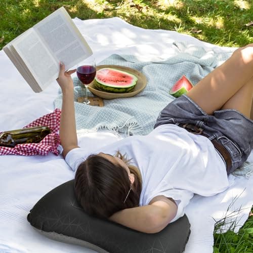 Crisonky Camping Pillow with Built-in Pump - Inflatable Pillows - Travel Pillows for Backpacking & Airplane, Lumbar Support Blow Up & Press to Inflate Pillow, Compressible, Comfortable Pillow — view 6