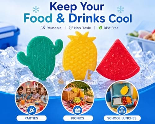 Mini Freezer Blocks Ice Packs Cooler Bags Reusable Cooling Packs For Lunch Boxes Coolers Compact Freezer Drinks Fresh Assorted Design Ice Packs For Food Storage Travel Picnic Camping (Pack Of 3) — view 6