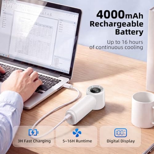 Otlonpe Mini Handheld Fan Rechargeable, 4000mAh Battery Portable Turbo Fan — view 6