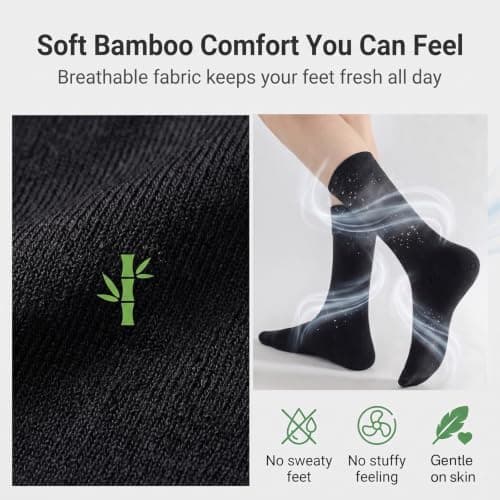 VoJoPi 5 Pack Mens Bamboo Socks, Thin Breathable Dress Crew Socks, UK 6-9 — view 6