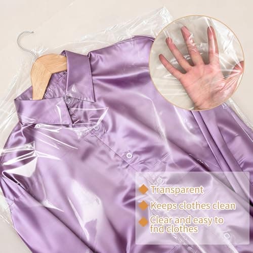 35 Pack Plastic Clothes Covers, Dry Cleaning Bags, Garment Bags 60 * 120 cm — view 3