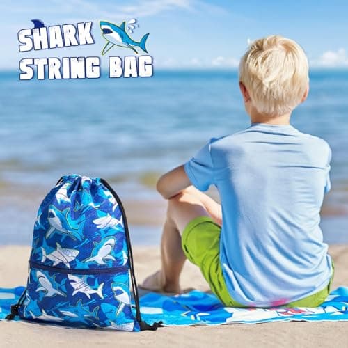 WAWSAM Kids Drawstring Gym Bag with Zippered Pocket String Backpack — view 5