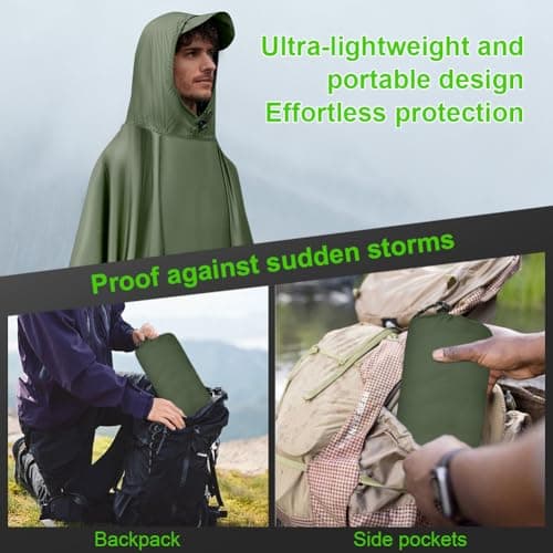 Vicloon Waterproof Poncho Adult Lightweight Reusable Adult Poncho,Multi-use — view 6