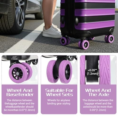 Ymapinc 8pcs Silicone Suitcase Wheel Protectors Purple, Wear-Resistant Anti-Noise Luggage Wheel Covers, Silicone Spinner Wheels Protectors for 2-2.4" Suitcase Wheels, Essential Travel Accessories — view 6