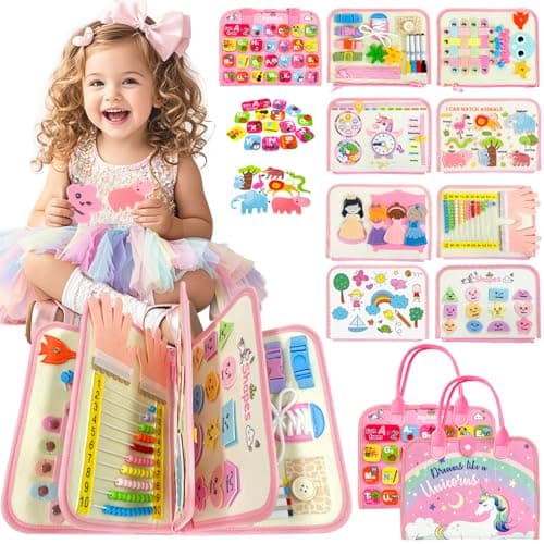 Busy Book, Busy Board for Toddler, Montessori Toys, Toddler Travel Toys