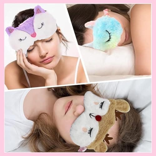 Asheyya 4PCS Kids Eye Masks for Sleeping, Soft Cute Animal Image Kids Sleep Mask for Girls Adult Children — view 6