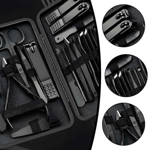 24Pcs Nail Files Set, Manicure Set Men Stainless Steel Manicure Pedicure Sets for Feet, Suitable Ideal for Men Women Daily Nail Care, Thick Nails Trimming and Travel Essentials — view 3