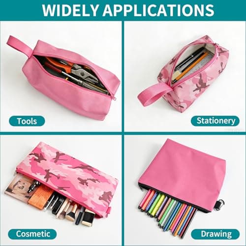 MAFYE 6 Pack Tool Pouch Zipper Bags, Large Multi-Size Tool Organizer with Carabiner& Crossbody Strap, Heavy-Duty Storage Bags for Men Women, Perfect for Tools, Travel, Cosmetics, Office & Art Supplies — view 5