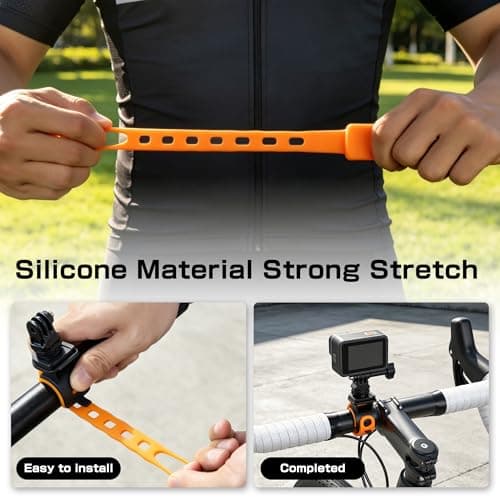 Quick Release Camera 360 Strap Mount Flexible Wrap Band for Go Pro Hero, Pocket 4/3, Insta360, Akaso Action Cameras, Non-Slip for Bike Motorcycle Handlebar Treadmill Stroller Roll Bar Ski Pole Tube — view 5