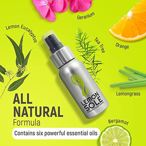 Lemon Sole Natural Shoe Freshener & Deodoriser with 6 Powerful Essential Oils for Long-Term Odour Control, Great for Sports, Fresh Lemon Scent. Lemon Fresh shoes every day. — view 6