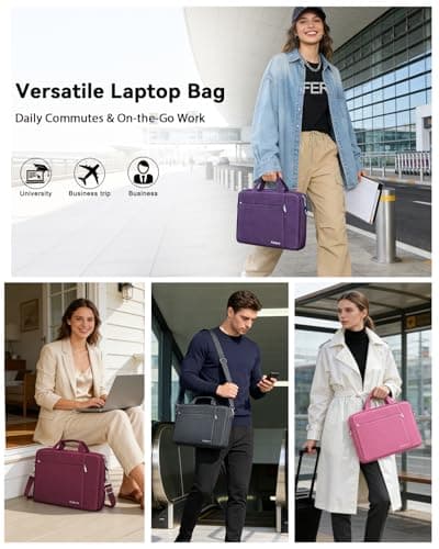 Ferkurn Laptop Bag Case for Women Men, Messenger Briefcase Computer Bag with Shoulder Compatible with Macbook Pro/Air, XPS Latitude, HP Pavilion, ASUS, Acer, Samsung, Purple, 15 15.6 16 Inch — view 3