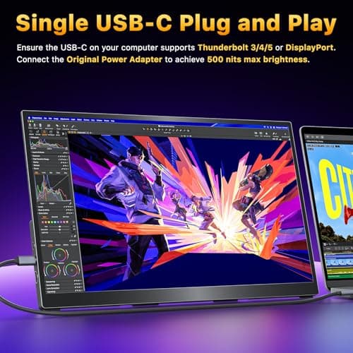 cocopar Portable Monitor 18.5 Inch 2K QHD 120Hz 120% sRGB Travel Monitor with Speaker HDMI USB-C Second Screen for Laptop MacBook Surface PC Xbox PS4/5, VESA Mountable, with Kickstand — view 5