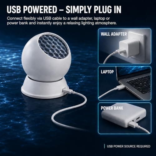 runpeak Ocean Projector Light Dynamic Rotating LED Projector Light, Ocean Wave Projector, 360° Rechargeable USB Ocean Wave Night Light for Bedroom Living Room, Energy Class D — view 4