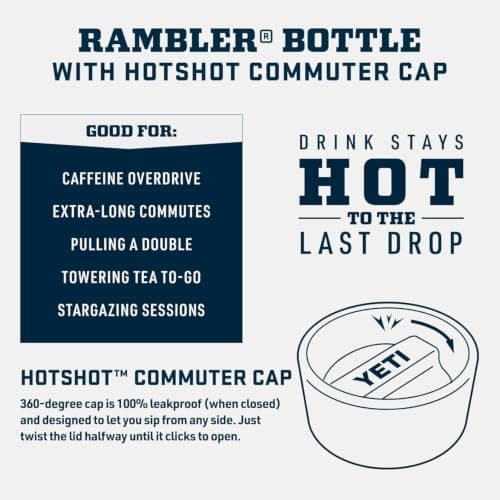 YETI Rambler 12 oz (355 ml) Travel Bottle with 100% Leakproof Hotshot Commuter Cap, Vacuum Insulated Stainless Steel Coffee Flask for Travel & Commute, Grasshopper — view 3