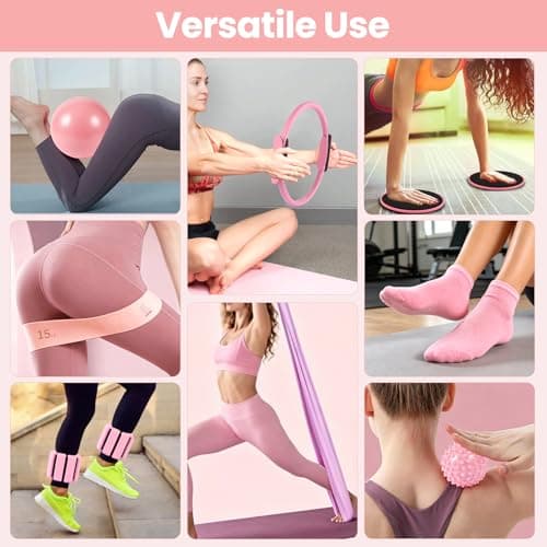 Pilates Workout Kit for Women，20PCS Pilates kit for Home Workouts with 12“Pilates Ring and Ball，Resistance Bands, Ankle Weights, Sliders & Grip Socks Accessories for Starter Home, Office & Travel — view 2