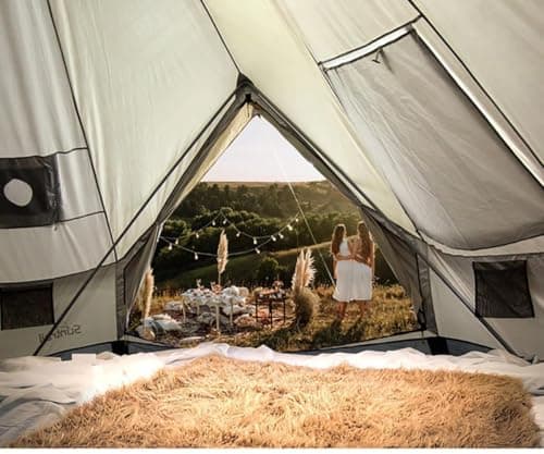 10 Person Bell Tent With Stove Jack 4 Season Glamping Tent Waterproof Canvas Style Camping Tent For Outdoor Parties Festivals And Family Camping — view 6