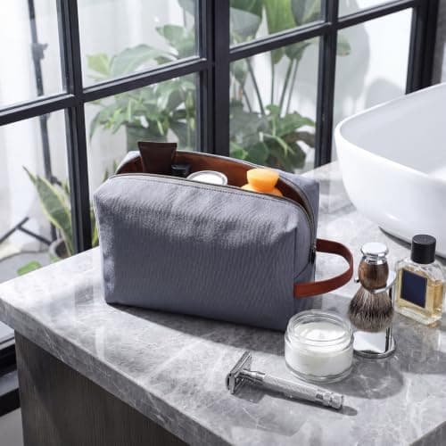 Hillban 8 Pcs Travel Toiletry Bags for Men Hanging Toiletry Bags Water Resistant Canvas Shaving Bag with Large Capacity Travel Accessories Bag for Women Men, Bathroom Shaving Kit Case(Grey) — view 5