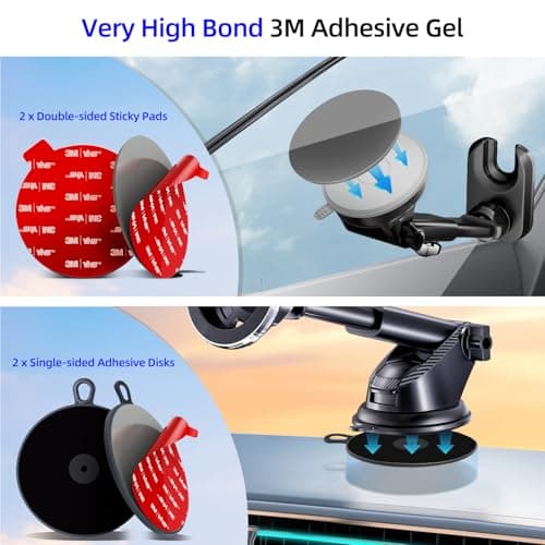volport 2pcs 2.95"/75mm Dashboard Pad Mounting Disk for Suction Cup Mount with 2pcs 2.76"/70mm Heat Resistant Sticky Adhesive Replacement Sticker for Smartphone/GPS/Dashcam/Tablets Holder — view 2