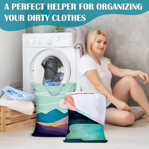2 Pcs Large Travel Laundry Bags - Waterproof with Handle, Washable Dirty Clothes Bags for Travel, Wet & Dry Bag, Bathing Suit, Workout, Gym Clothes, Swimming Pool, College Dorm — view 2