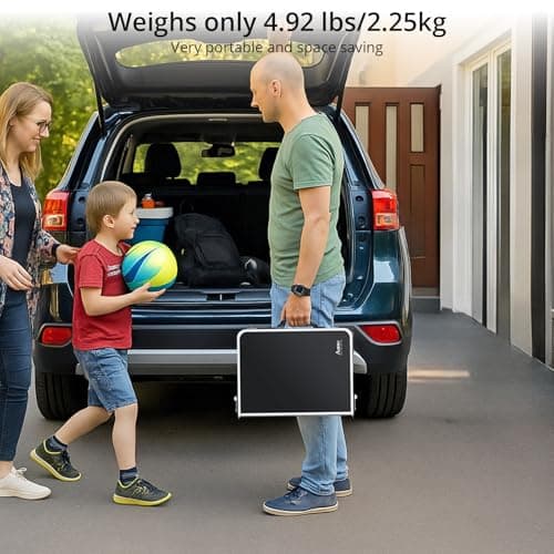 Anbte 2ft Folding Camping Table with Storage Net, 3 Adjustable Heights Small Folding Table, Lightweight and Portable, with Carry Handle, for Camping, Fishing, Picnic, Beach,Outdoor,Silver — view 2
