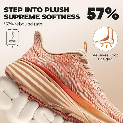 ALLSWIFIT Women's Slip On Walking Shoes Running Sneakers,Orange,6 — view 4