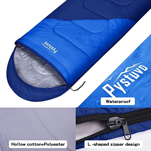 Pystuvo Sleeping Bag for Adults,4 Season Sleeping Bag,Lightweight,Waterproof Indoor & Outdoor Use,Navy Blue+Blue — view 3
