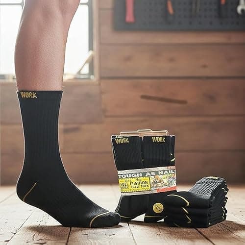 Bodygenix Men's Work Socks - Pack of 10 Breathable Heavy Duty Stretch Fit Reinforced Heel & Toe - Outdoor Multipack Performance Hiking Walking Athletic Boot Socks — view 3